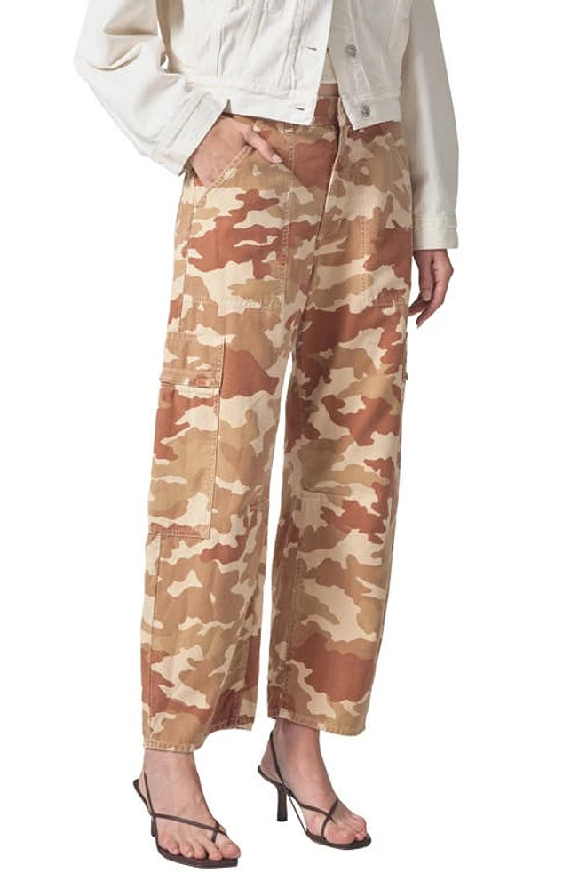 Citizens of Humanity Marcelle Camo Print Low Rise Barrel Cargo Jeans Sand at Nordstrom,