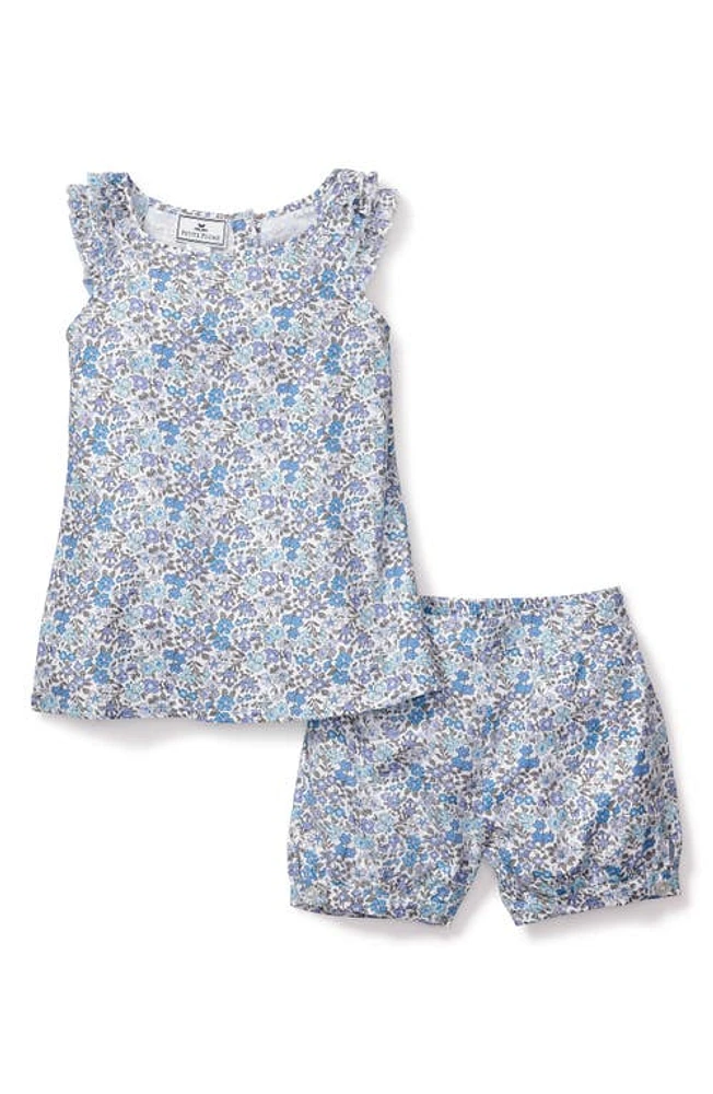 Petite Plume Fleur Amelie Two-Piece Short Pajamas Blue at Nordstrom,