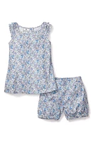 Petite Plume Fleur Amelie Two-Piece Short Pajamas Blue at Nordstrom,