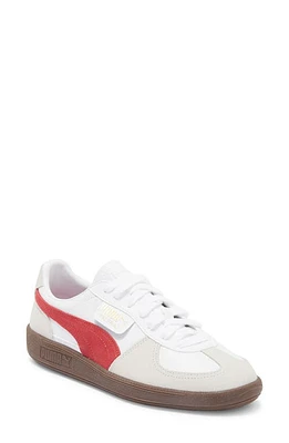 Puma Palermo Leather Sneaker White-Vapor Gray-Club Red at Nordstrom,