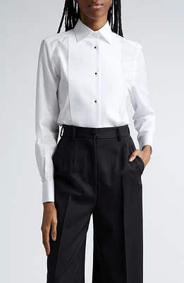 Dolce & Gabbana Piqué Knit Bib Cotton Tuxedo Shirt W0800 Bianco Ottico at Nordstrom, Us