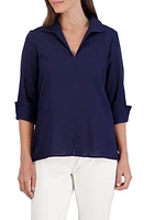 Foxcroft Agnes Linen Blend Top at Nordstrom,