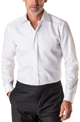 Eton Contemporary Fit Cotton Tuxedo Shirt White/white at Nordstrom