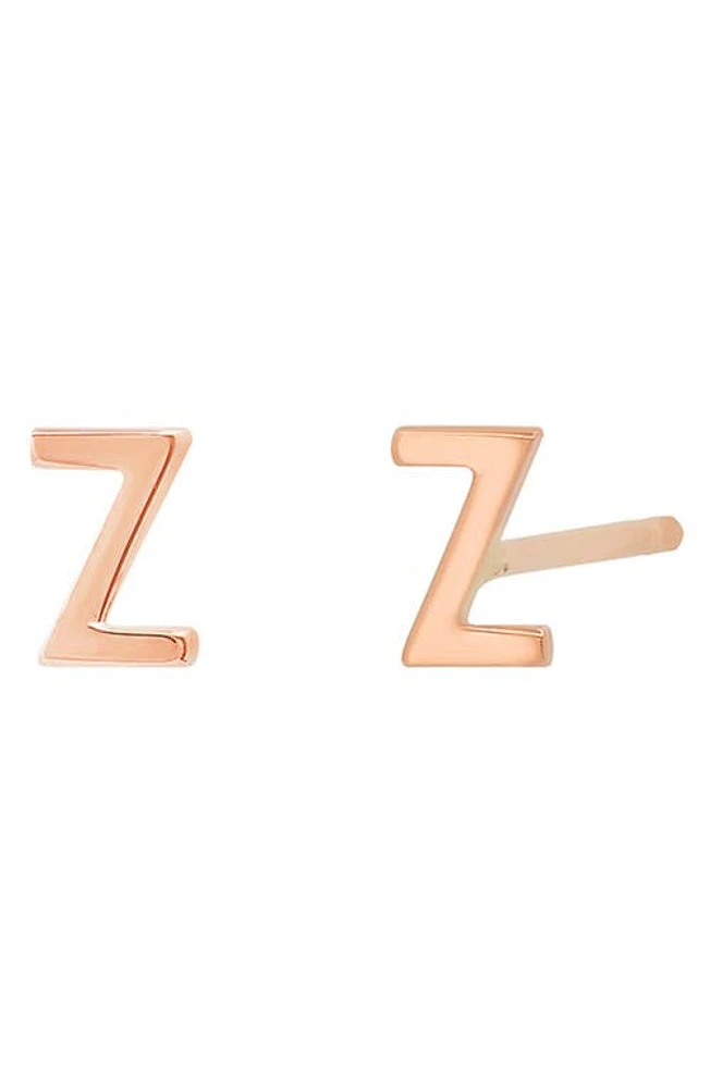 BYCHARI Initial Stud Earrings in 14K Rose Gold-Z at Nordstrom