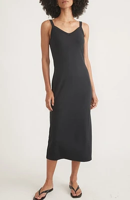 Marine Layer Lexi V-Neck Rib Midi Dress Washed Black at Nordstrom,