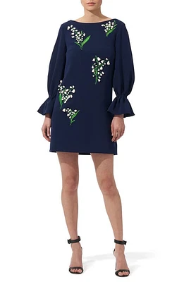 Carolina Herrera Lily of the Valley Embroidered Shift Dress Midnight Multi at Nordstrom,