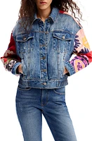 Desigual Short Patchwork Denim Jacket in Blue at Nordstrom, Size Medium