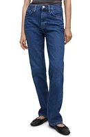 MANGO Straight Leg Jeans Dark Blue at Nordstrom,