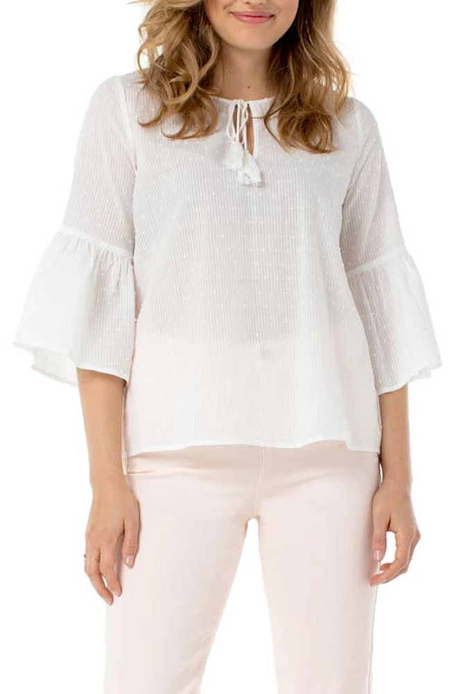 Liverpool Ruffle Sleeve Popover Blouse in White Swiss Dot at Nordstrom, Size X-Small