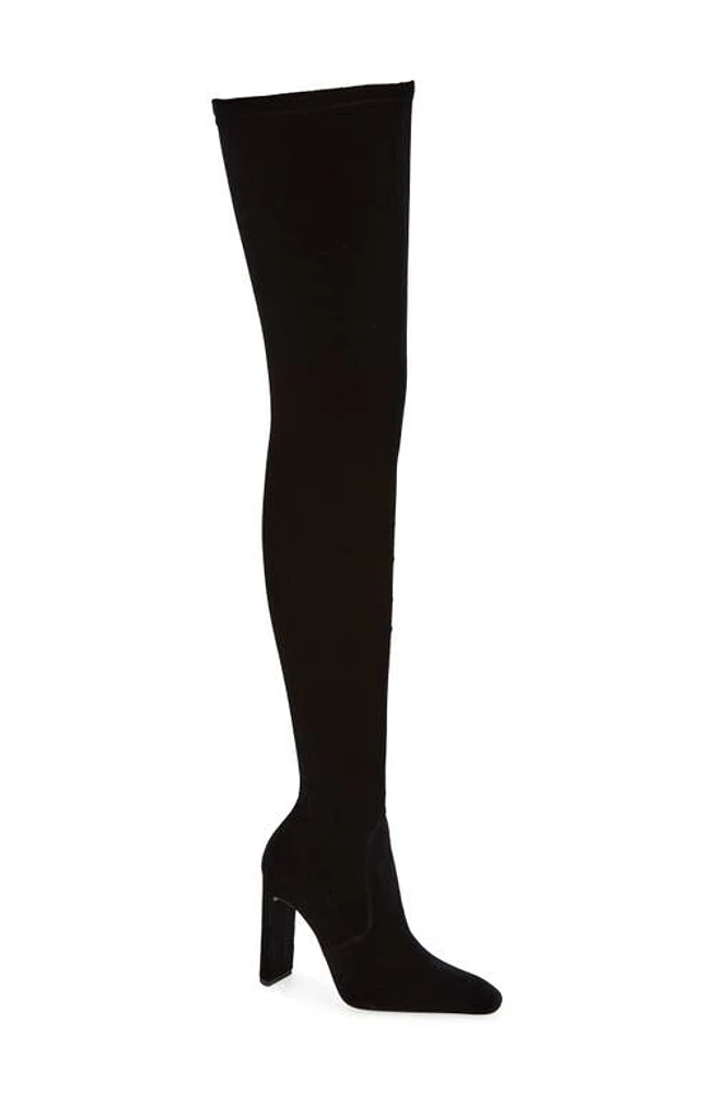 Saint Laurent Auteuil Over the Knee Stretch Velvet Boot Black at Nordstrom,