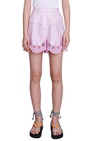 maje Iley Linen Blend Shorts Pink Cashmere Print at Nordstrom,