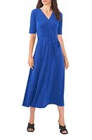 Chaus V-Neck Tie Waist Maxi Dress Blue Vault at Nordstrom,