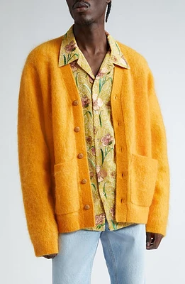 Séfr Kaito Mohair Blend Cardigan in Orange Mohair at Nordstrom, Size X-Large