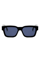 'Fendi O'Lock 53mm Rectangular Sunglasses in Shiny Black /Blue at Nordstrom