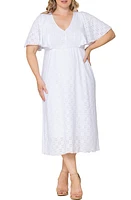 Kiyonna Lucy Short Sleeve Eyelet Midi Dress at Nordstrom,