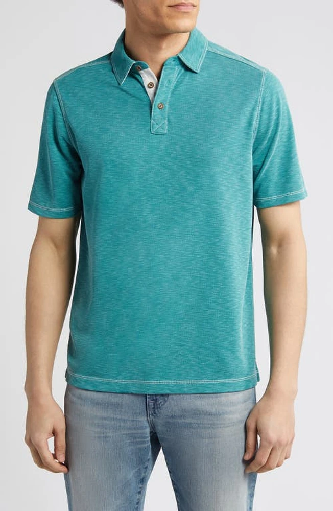 Johnston & Murphy Slub Jersey Polo Green at Nordstrom, R