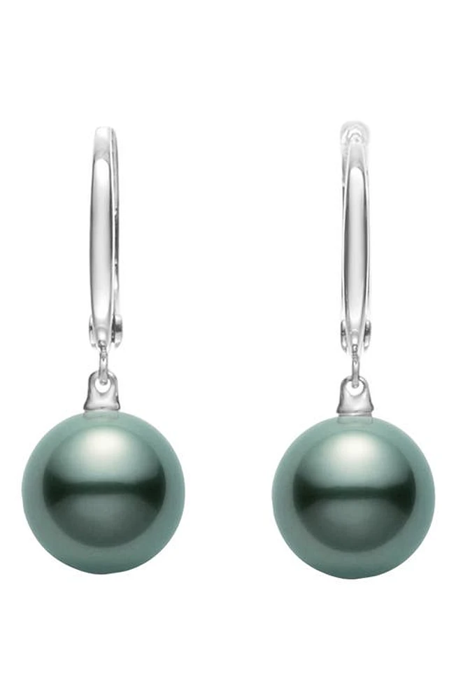 Mikimoto Black South Sea Cultured Pearl Hoop Earrings in White Gold at Nordstrom