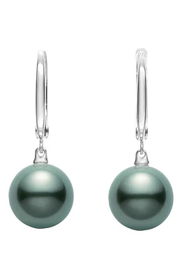 Mikimoto Black South Sea Cultured Pearl Hoop Earrings in White Gold at Nordstrom