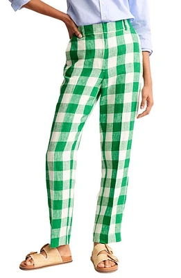 Boden Kew Linen Pants Green Gingham at Nordstrom,