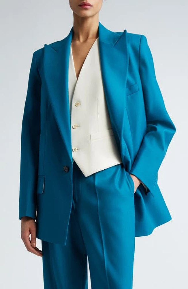 Victoria Beckham Peak Lapel Blazer Petroleum at Nordstrom, Us