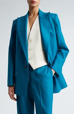 Victoria Beckham Peak Lapel Blazer Petroleum at Nordstrom, Us