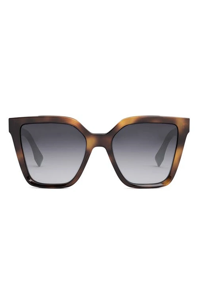 'Fendi Lettering 55mm Geometric Sunglasses in Blonde Havana /Gradient Smoke at Nordstrom