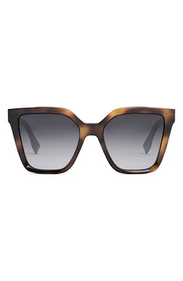 'Fendi Lettering 55mm Geometric Sunglasses in Blonde Havana /Gradient Smoke at Nordstrom