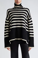 TOTEME Stripe Wool Blend Turtleneck Sweater at Nordstrom,