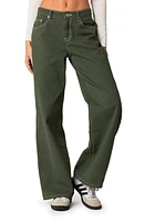 EDIKTED Brenda Low Rise Straight Leg Carpenter Jeans Olive at Nordstrom,