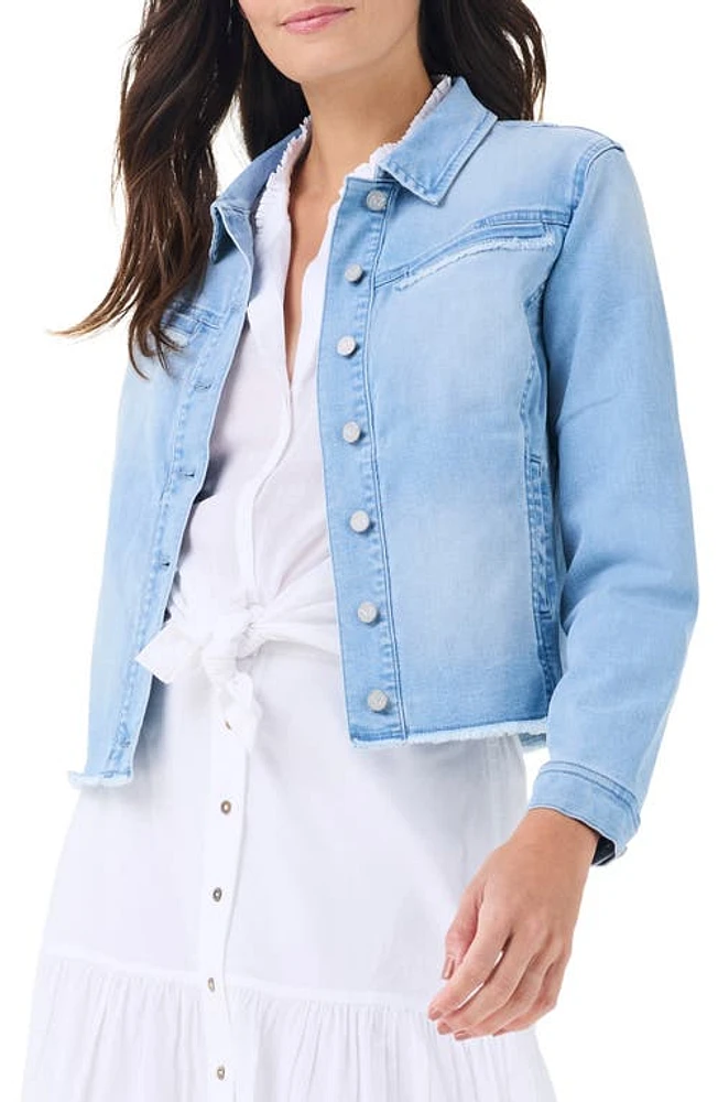 NIC+ZOE Fray Hem Denim Jacket Breeze at Nordstrom,