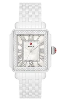 MICHELE Deco Madison Diamond Bracelet Watch, 33mm in White at Nordstrom