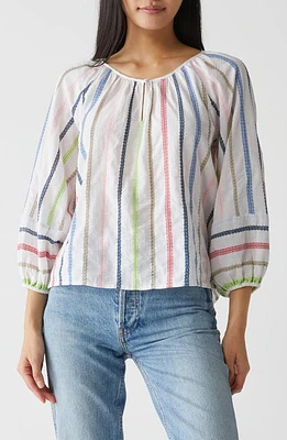 Michael Stars Ellie Embroidered Balloon Sleeve Top White Combo at Nordstrom,