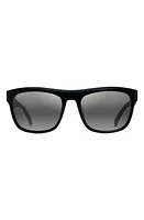 Maui Jim S-Turns 56mm Polarized Rectangle Sunglasses in Black With Crystal Interior at Nordstrom