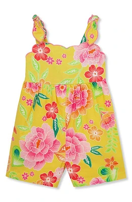 Peek Aren'T You Curious Kids' Dotty Floral Sleeveless Romper Yellow Multi Print at Nordstrom,