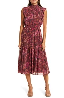 Steve Madden Anna Floral Mock Neck Midi Dress in Pink Multi at Nordstrom, Size X-Large