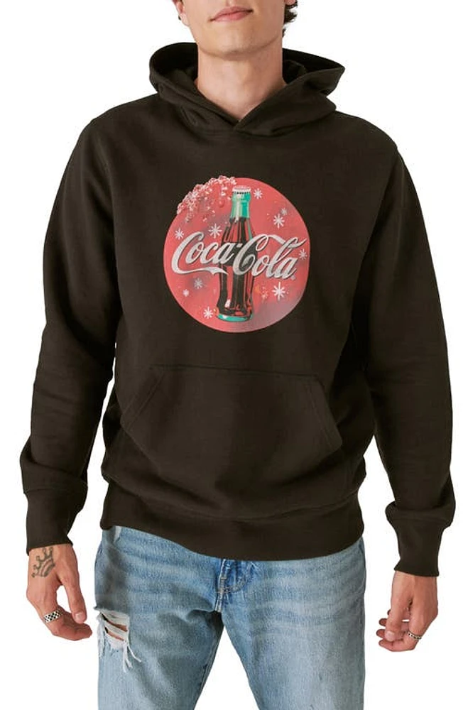 Lucky Brand Coca Cola Bottle Cotton Hoodie Jet Black at Nordstrom,