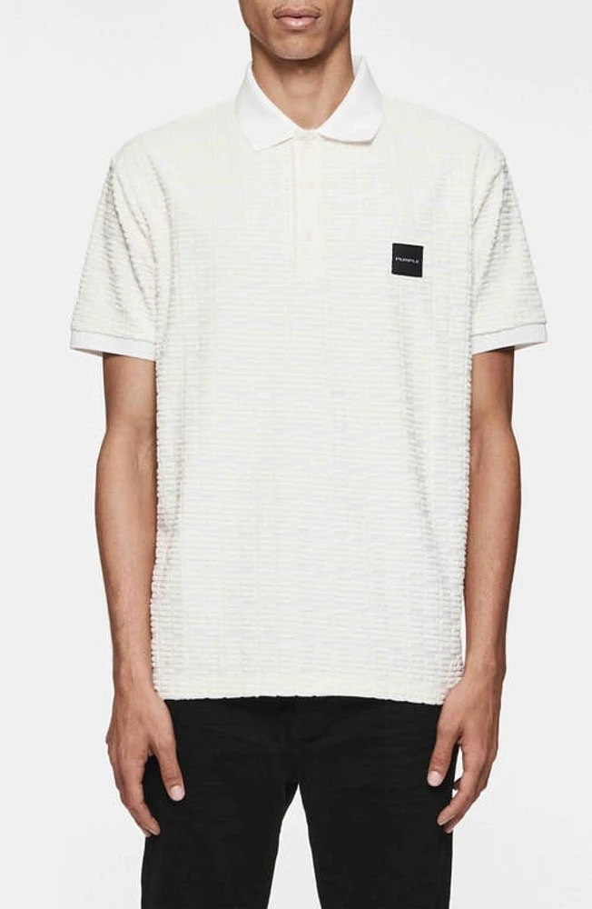 PURPLE BRAND Ribbed Terry Cloth Polo Off White at Nordstrom,