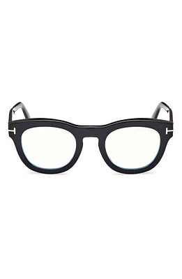 TOM FORD 49mm Square Blue Light Blocking Glasses in Shiny Black at Nordstrom