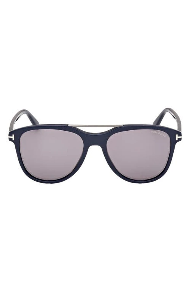 TOM FORD Damian 54mm Pilot Sunglasses in Shiny Navy Blue /Light Smoke at Nordstrom