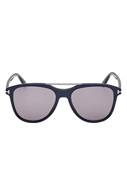 TOM FORD Damian 54mm Pilot Sunglasses in Shiny Navy Blue /Light Smoke at Nordstrom