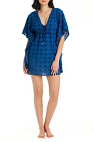 Rod Beattie Broderie Anglaise Cotton Cover-Up Caftan Navy at Nordstrom,