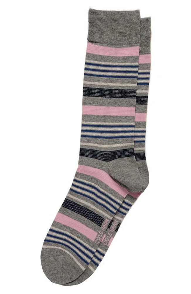 Cole Haan Textured Birds Eye Stripe Crew Socks in Medium Grey Heather at Nordstrom