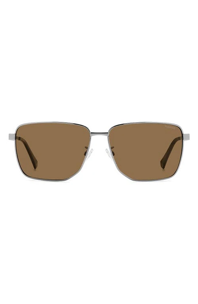 Polaroid 62mm Polarized Oversize Square Sunglasses in Ruthenium/Bronze Polar at Nordstrom