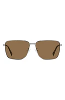 Polaroid 62mm Polarized Oversize Square Sunglasses in Ruthenium/Bronze Polar at Nordstrom