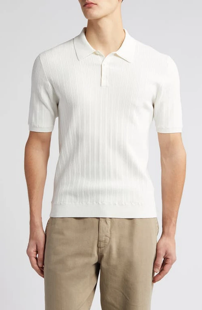 Wax London Naples Cotton Blend Knit Polo Ecru at Nordstrom,