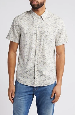 Rails Carson Abstract Print Short Sleeve Linen Blend Button-Up Shirt Spring Blossom Parchment at Nordstrom,