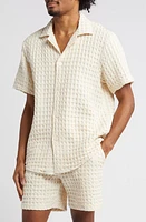 OAS Waffle Knit Camp Shirt Off White at Nordstrom,