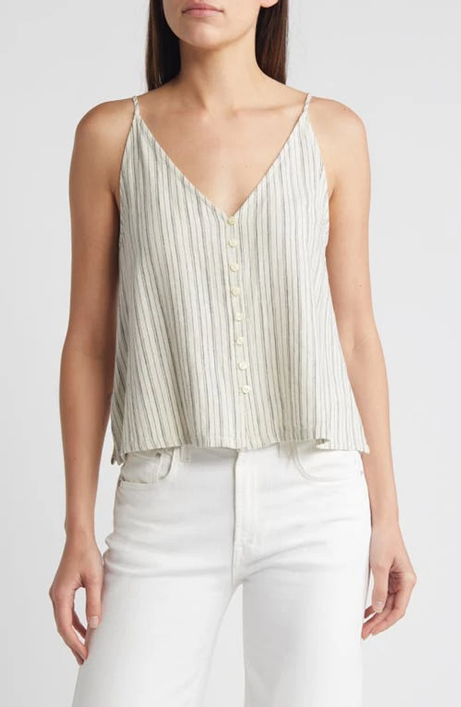 Treasure & Bond Button-Up Linen Blend Camisole Ivory- Grey Sienna Stripe at Nordstrom,