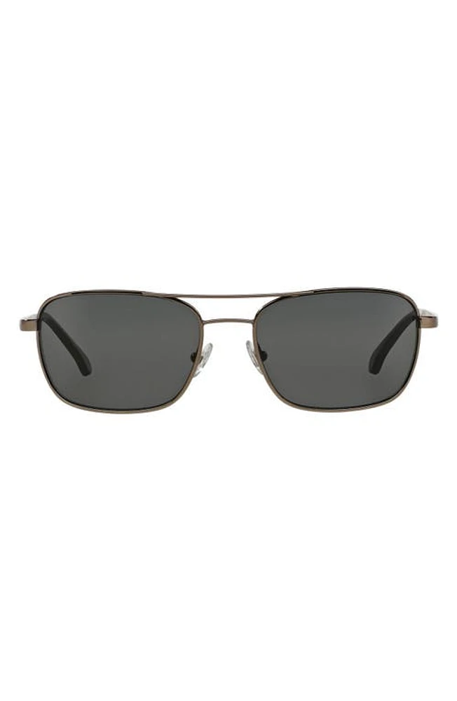 Brooks Brothers 56mm Rectangular Sunglasses in Gunmetal/Grey at Nordstrom