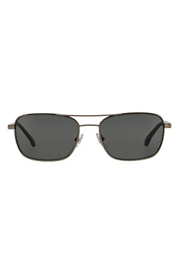 Brooks Brothers 56mm Rectangular Sunglasses in Gunmetal/Grey at Nordstrom